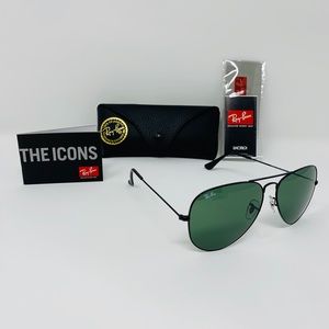 RayBan 62mm Double Black aviator Sunglasses RB3026